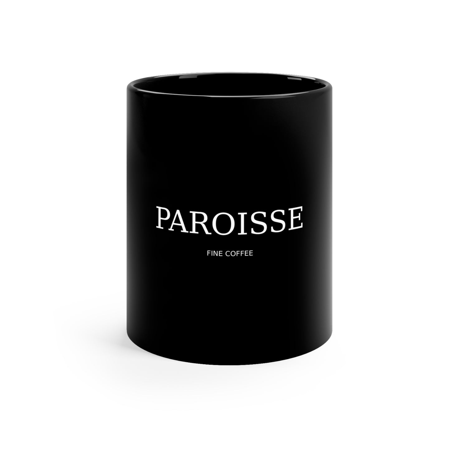 Paroisse Fine Coffee Black Mug — 11oz Ceramic Coffee Cup
