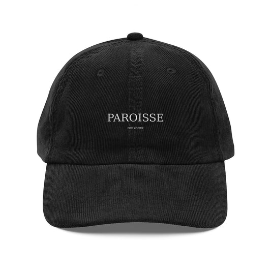 Corduroy Baseball Cap — Embroidered "PAROISSE" Vintage Dad Hat