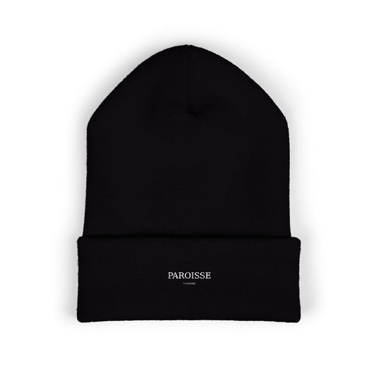 Embroidered Classic Cuffed Beanie — Minimal 'PAROISSE' Logo Knit Hat