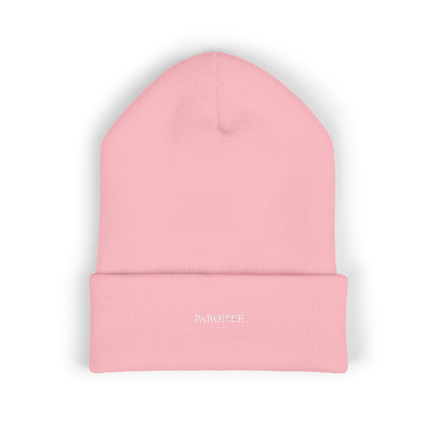 Embroidered Classic Cuffed Beanie — Minimal 'PAROISSE' Logo Knit Hat
