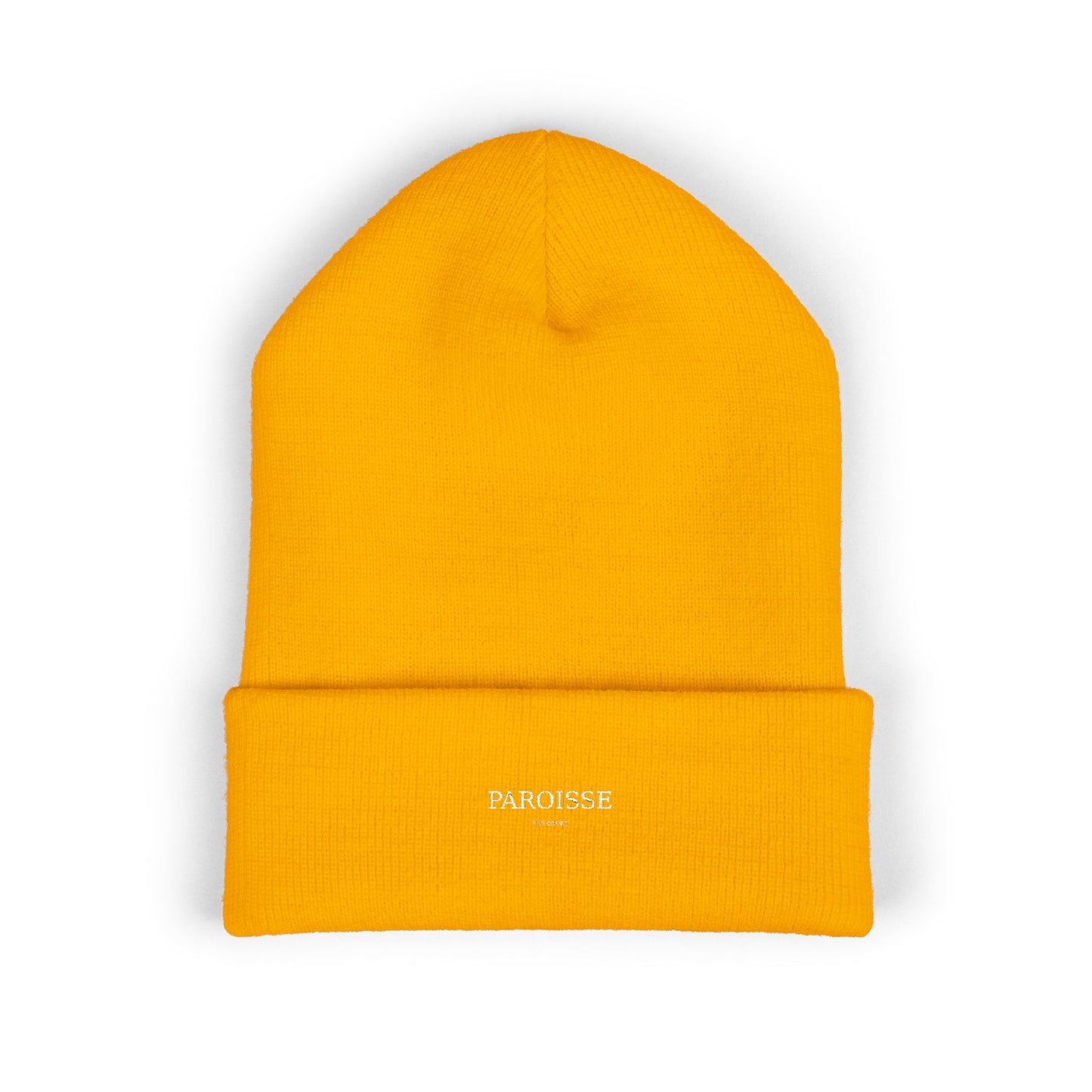 Embroidered Classic Cuffed Beanie — Minimal 'PAROISSE' Logo Knit Hat
