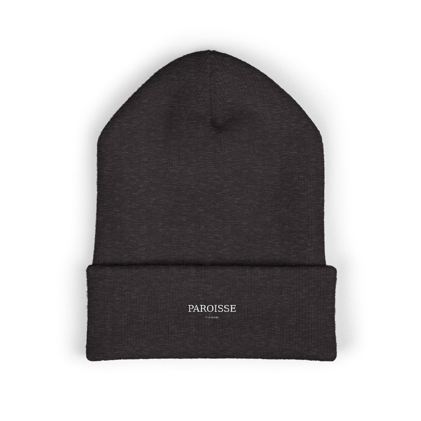 Embroidered Classic Cuffed Beanie — Minimal 'PAROISSE' Logo Knit Hat