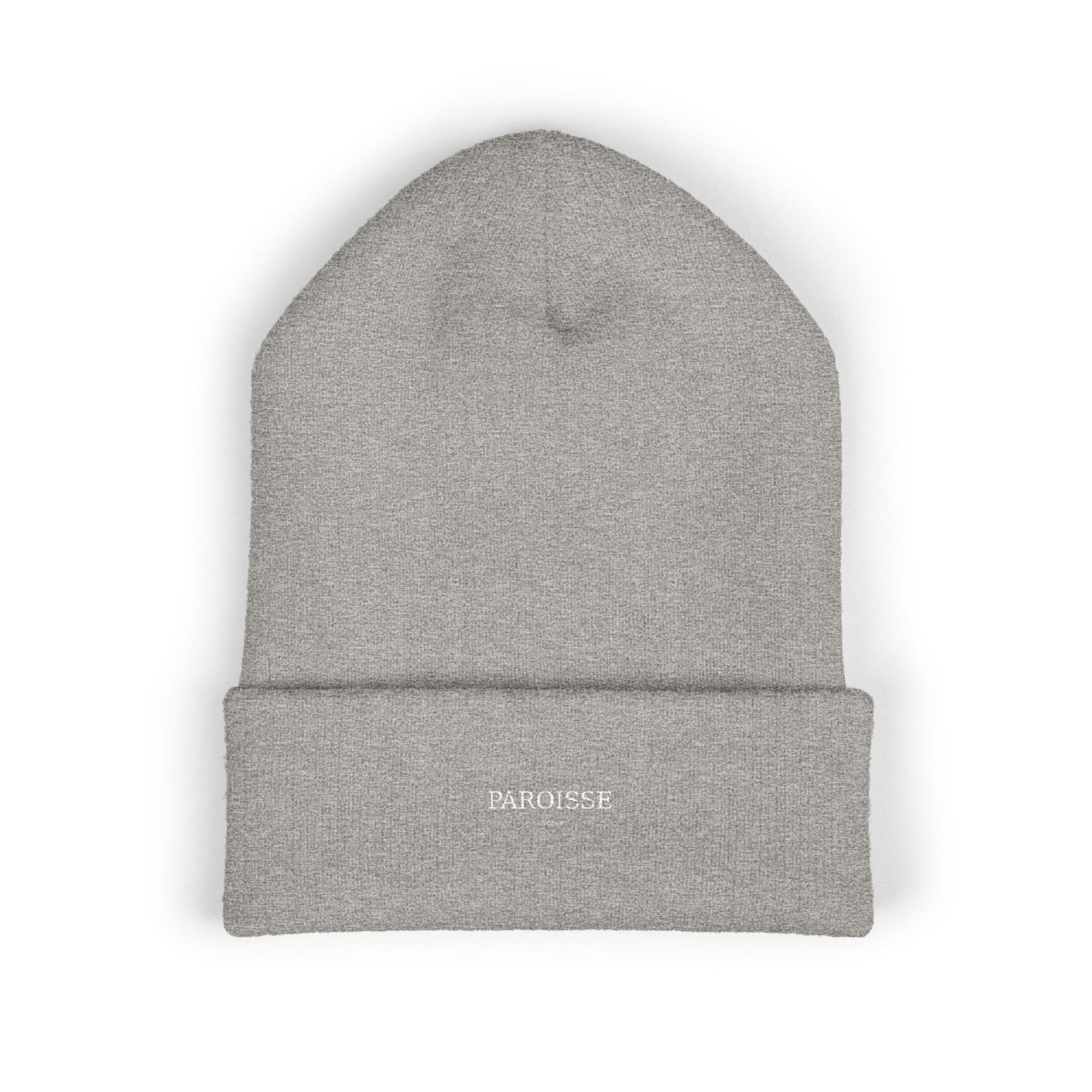 Embroidered Classic Cuffed Beanie — Minimal 'PAROISSE' Logo Knit Hat