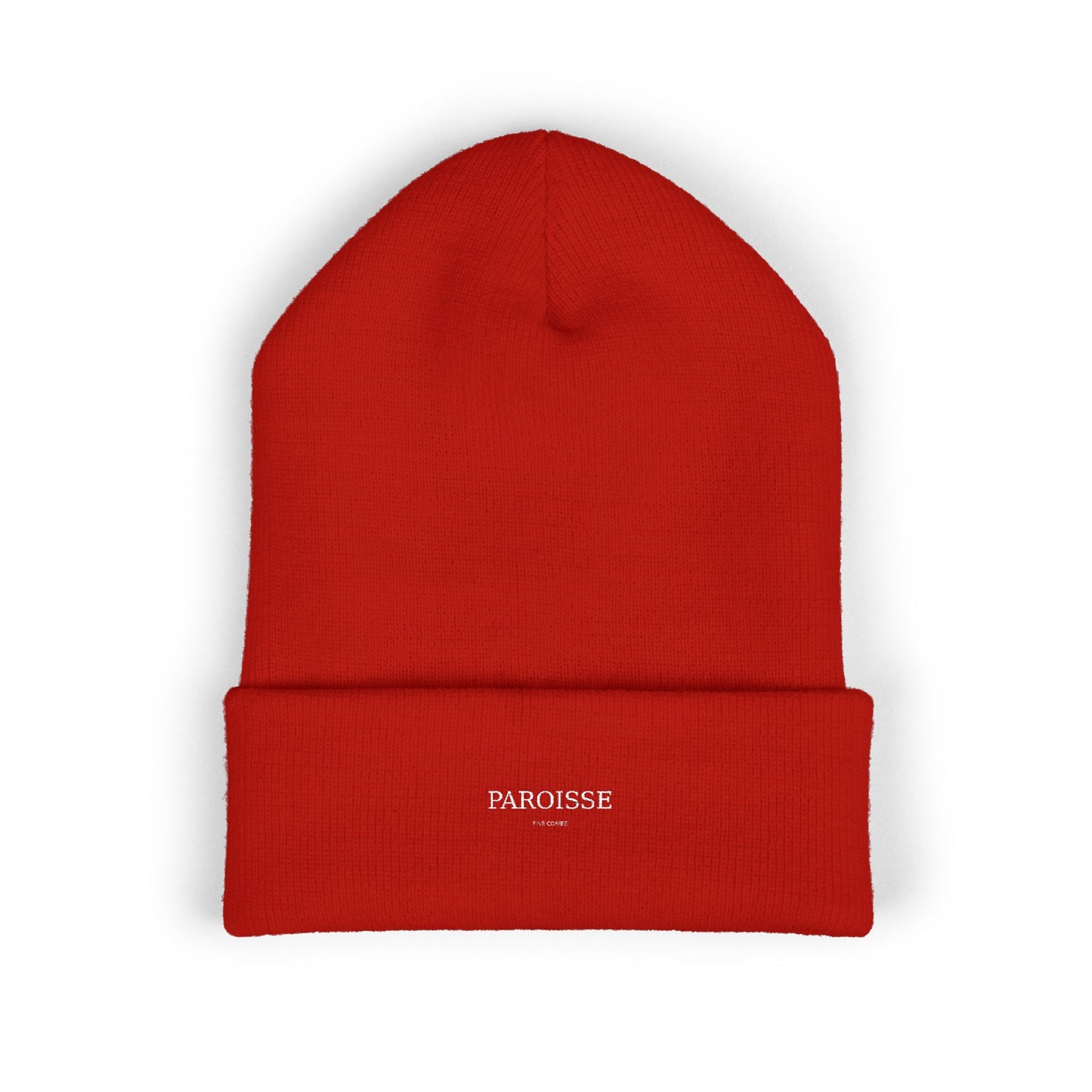 Embroidered Classic Cuffed Beanie — Minimal 'PAROISSE' Logo Knit Hat