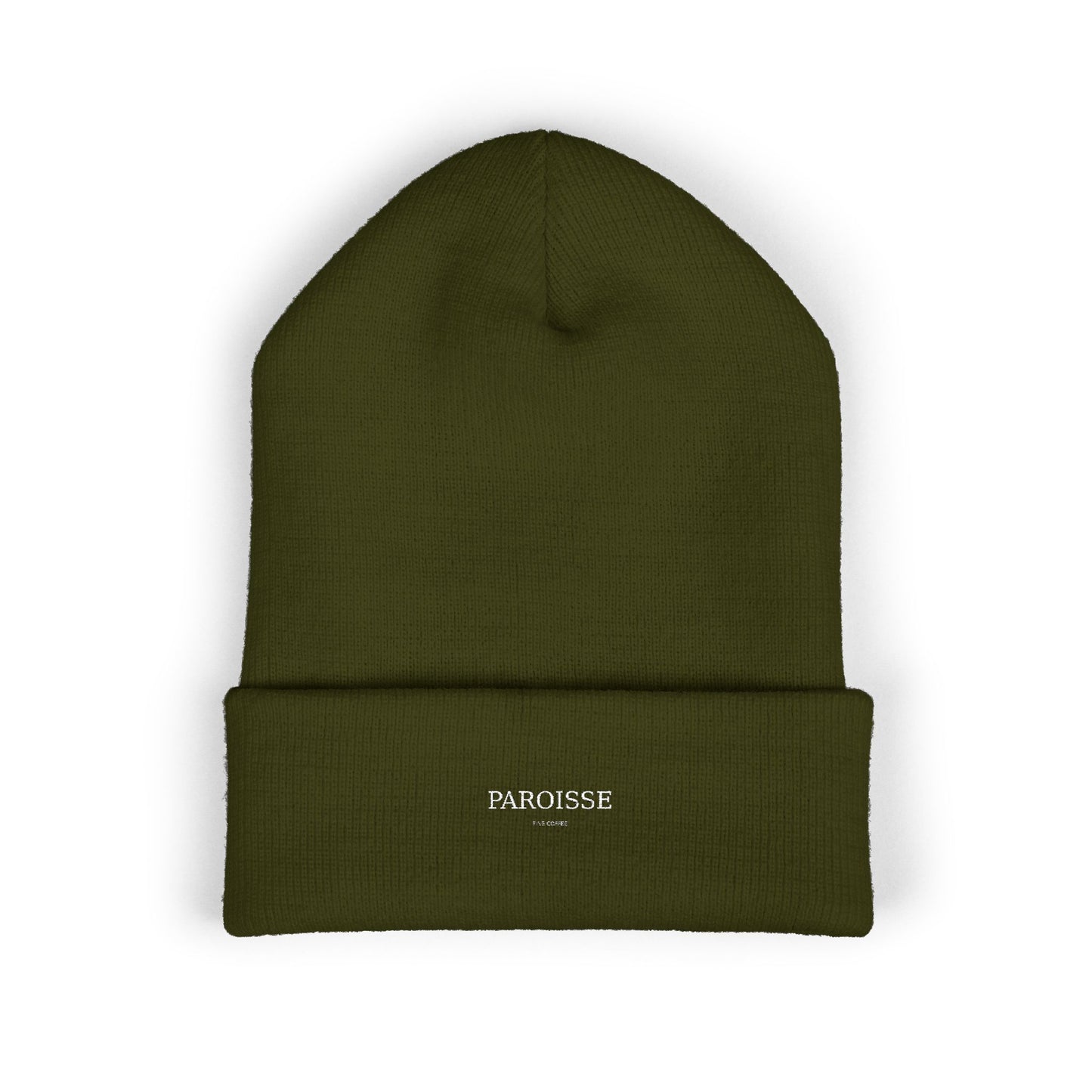Embroidered Classic Cuffed Beanie — Minimal 'PAROISSE' Logo Knit Hat