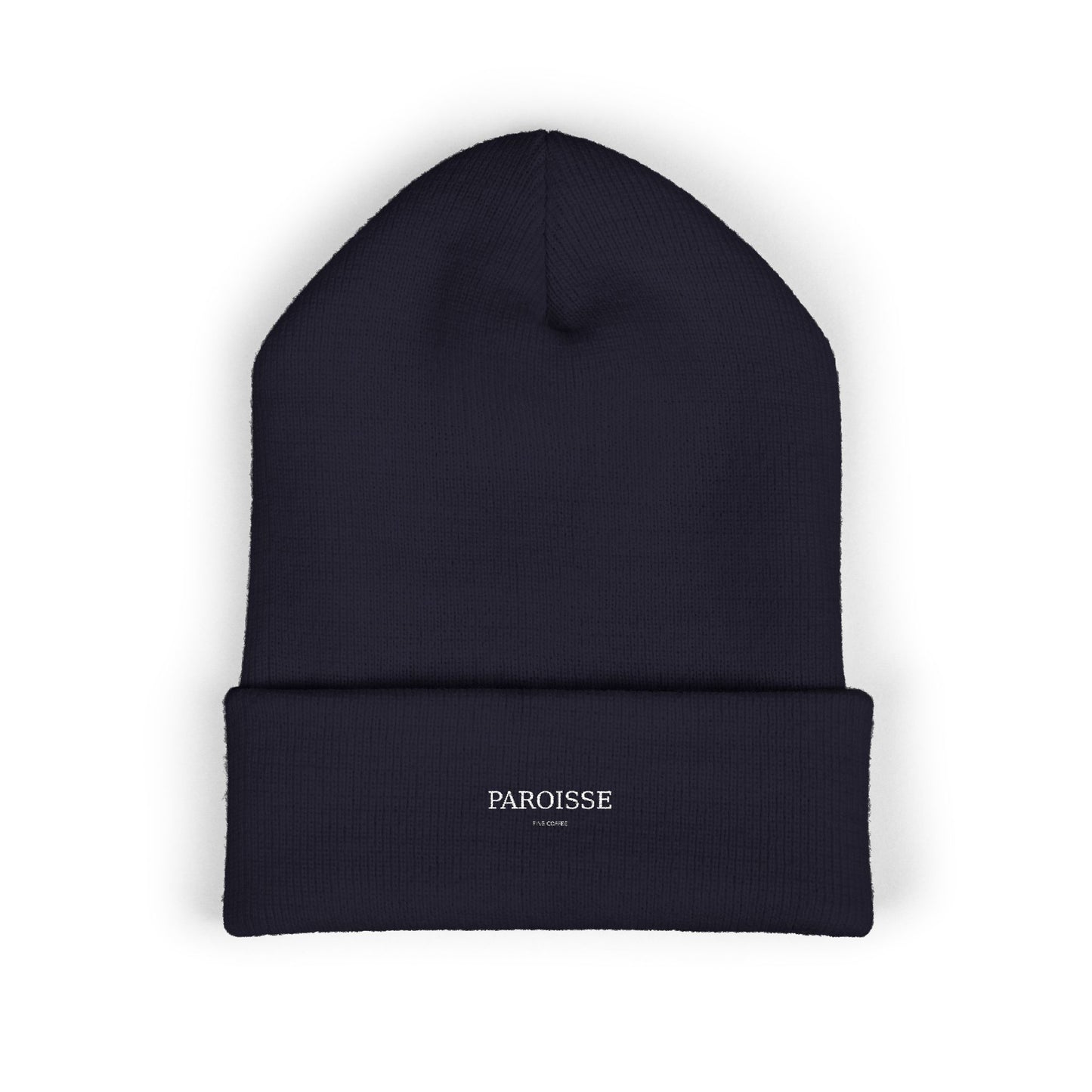Embroidered Classic Cuffed Beanie — Minimal 'PAROISSE' Logo Knit Hat