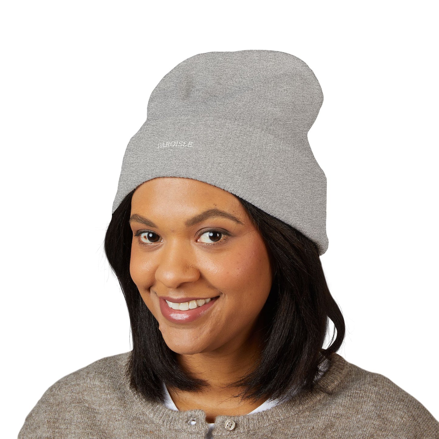 Embroidered Classic Cuffed Beanie — Minimal 'PAROISSE' Logo Knit Hat