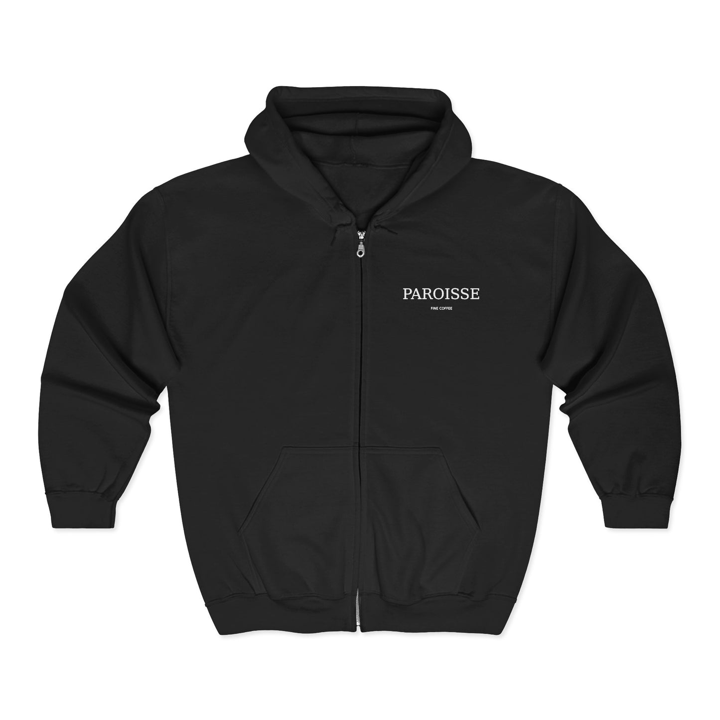 Paroisse Minimalist Zip Hoodie — Small Chest Logo Cotton Full-Zip Hoodie