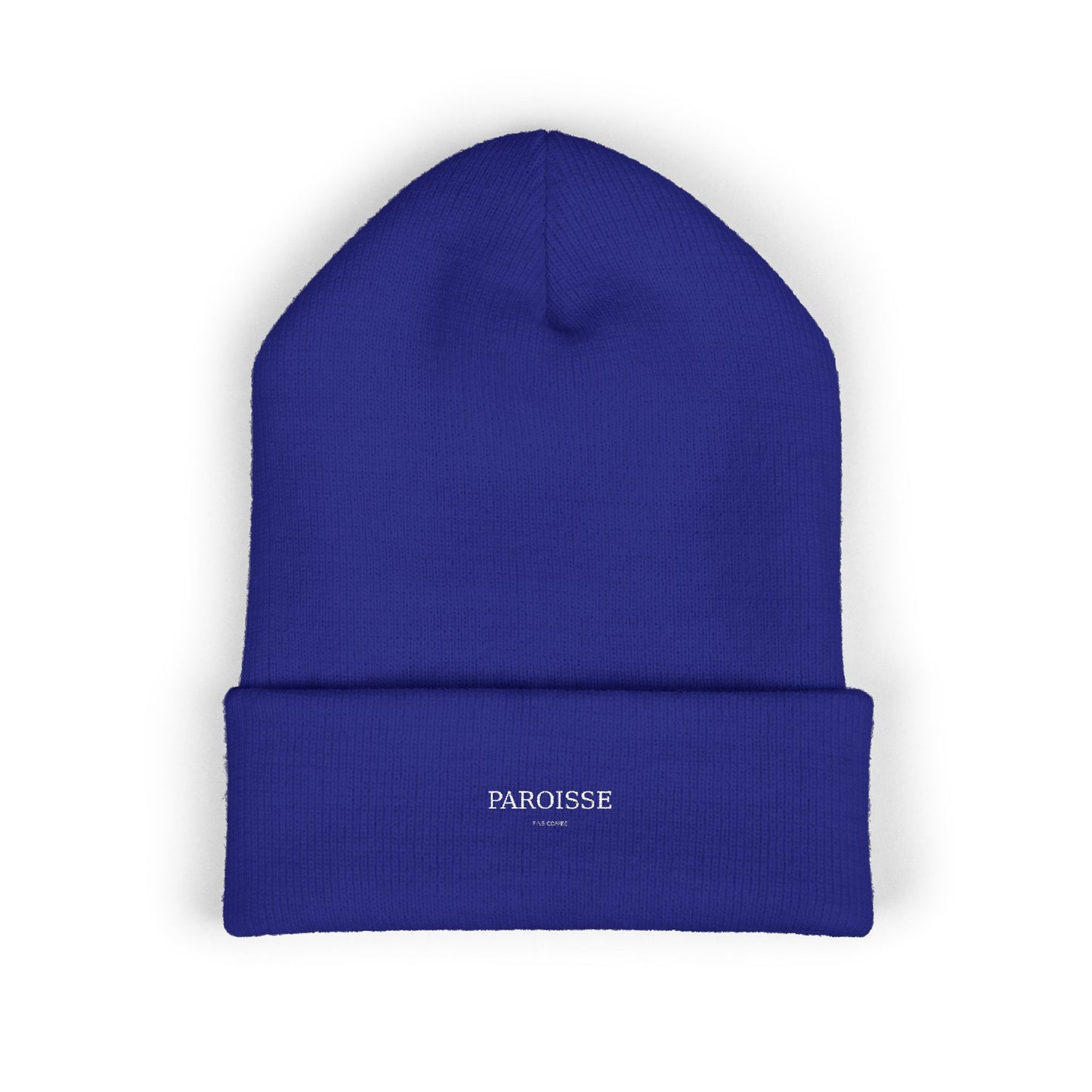 Embroidered Classic Cuffed Beanie — Minimal 'PAROISSE' Logo Knit Hat